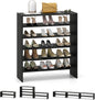 Giantex 3-in-1 Vertical Shoe Rack, 6-Tier Free Standing Shoe Storage Organizer w/Stackable Design for 18 Pairs, 31 Inch Wide Wood Shoe Shelf for Closet, Entryway, Living Room, Office, Black