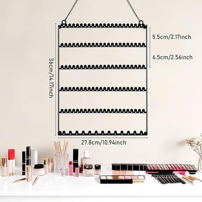 6 Tier Earring Holder Wall Mounted Hanging Earring Organizer, Earring Display Storage with 123 Holes and 129 Grooves Jewelry Organizer Tree for Stud/Hoop/Dangle Earrings Necklace（Black）
