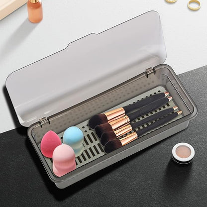 Clear Stackable Storage Drawers,Plastic Organizers Bins with Lid for Makeup Palettes, Cosmetics,and Beauty Supplies,Ideal for Vanity,Bathroom,Cabinet,Desk Organization (Grey)