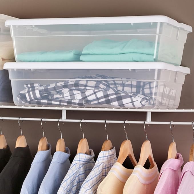 Sterilite Storage Box, Stackable Plastic Container Home Organizer, 28 Qt(20 Pack)
