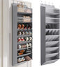 Mefirt 16-20 Pairs Over the Door Shoe Organizer, Clear Pockets Shoe Rack for Closet Door, Hanging Shoe Rack for Boots, Behind the Door Shoe Holder Fit All the Family's Sneakers, Boots, Heels, Grey