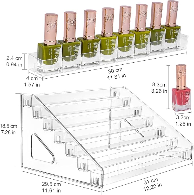 JessLab Nail Polish Organizer, 7-Tier Clear Acrylic Sunglass and Essential Oil Holder, Makeup Organizer for Bathroom Vanity Countertop