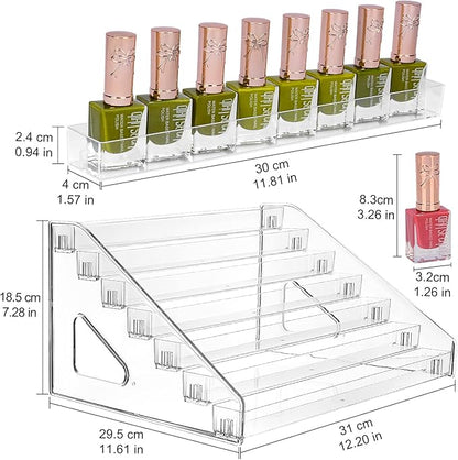 JessLab Nail Polish Organizer, 7-Tier Clear Acrylic Sunglass and Essential Oil Holder, Makeup Organizer for Bathroom Vanity Countertop