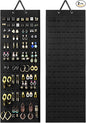 Lolalet Hanging Earring Holder Organizer with 20 Hooks for Women, Earring Organizer Wall Earrings Hanger Pierced Earring Storage, Felt Stud Earring Display, 608 Holes for Earrings - Black, 2 Pack