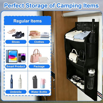 3 Layers RV Shoe Storage Caddy with Sticky Adhesive Tape Hanging Shoe Storage over the Door Shoe Rack for Closet