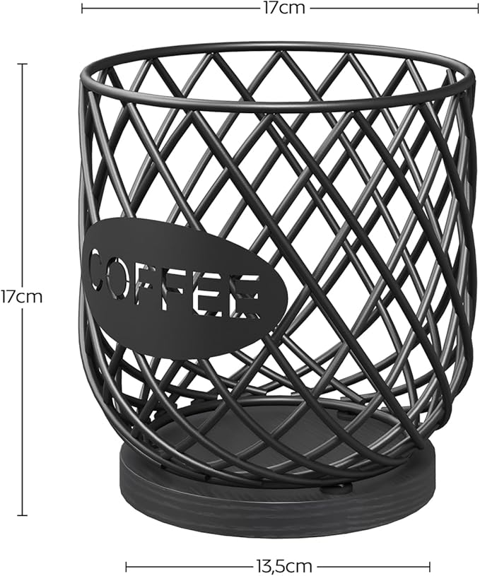 YATINEY Coffee Pod Holder Organizer, Holder for K Cup, Large Capacity Coffee Pod Basket, Versatile Coffee Capsule Storage Organizer, for Kitchen Countertop, Black KH09BB