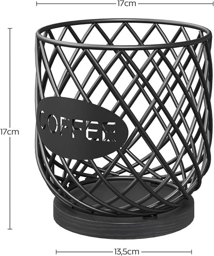 YATINEY Coffee Pod Holder Organizer, Holder for K Cup, Large Capacity Coffee Pod Basket, Versatile Coffee Capsule Storage Organizer, for Kitchen Countertop, Black KH09BB