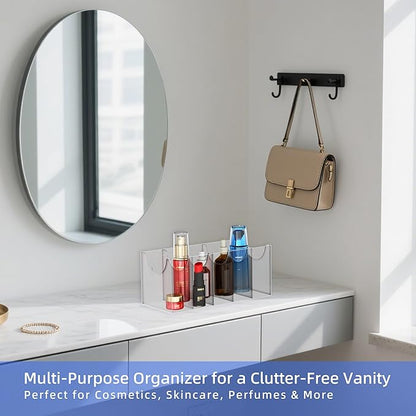 Acrylic Belt Organizer Box with 7 Compartments, Wall-Mount or Desktop Belt Storage for Men & Women, Holds Large Buckle Belts, Transparent Belt Holder for Closet Drawer Dresser (5 Compartments)