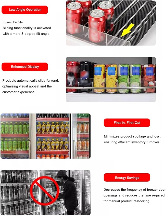 Drink Organizer Automatic Can Dispenser Self Pushing Fridge Drinks Organiser Holder Rack for Fridge Kitchen Cupboard(68 x 41 cm)