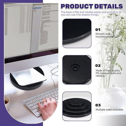 ASTIMESA 1 Pack PVC Lazy Susan Organizer 8 Inch, 360° Round Small Lazy Susan Turntable for Cabinet, Ball Bearing Spinning Rotating Fridge Tray for Cookie Potted Plants Display Black