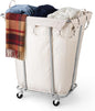 PLKOW Laundry Basket with Wheels 120L Heavy-Duty Laundry Cart with Removable Waterproof Bag, Metal Frame Clothes Basket with Lockable Casters for Home, Laundry Room, Hotel, Beige