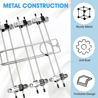 4 Pack Closet-Organizers-and-Storage, Metal Closet-Organizer-Pants-Hangers-Space-Saving, 6 Tier Organization and Storage Short Skirt Hangers Clip, Dorm Room Essentials for College Students Girls Boys