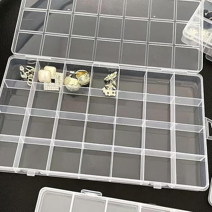 24 Grids 7.5 Inch x 5.2 Inch Fixed Clear Plastic Jewelry Organizer Storage Box Jewelry Earring Tool Containers (1)