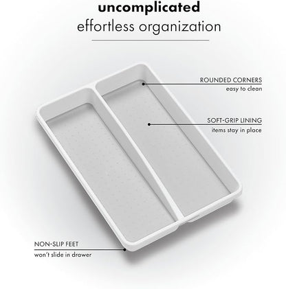 madesmart Small Utensil Tray, Multi Purpose Storage Organizer, Deep Storage for Ladles, Whisks & Serving Tools, Non Slip Lining, for Drawers & Home Organization, White