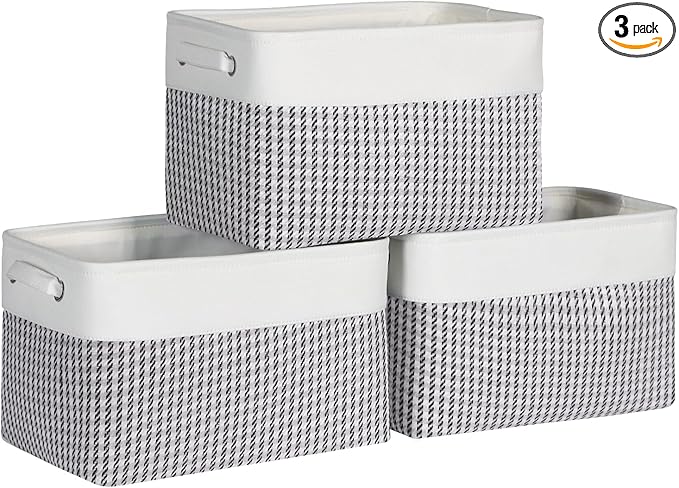 Foldable Storage Bin Collapsible Fabric Storage Basket Cube with Durable Handles Closet Organizer Bins for Organizing Shelves Drawers, Set of 3, 15" x 10" x 9.5", Houndstooth