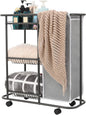 Rolling Laundry Sorter with 3 Storage Baskets and 45 L Bag, 3-Tier Laundry Caddy Between Washer and Dryer,Laundry Room Organization with Wheels and Handle for Narrow Space Bathroom Apartment Dorm
