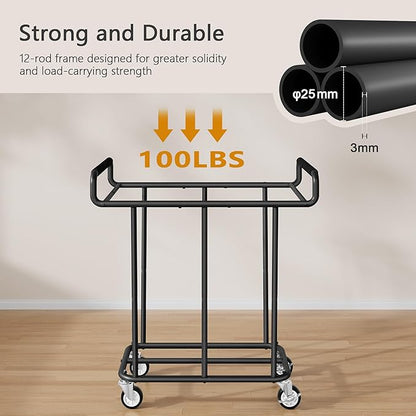 Laundry Hamper with Wheels, 250L Rolling Medium Laundry Basket for Clothes Storage, Heavy Duty Rolling Laundry Cart with Handle, Steel Frame, Waterproof Liner, 66 Gallons