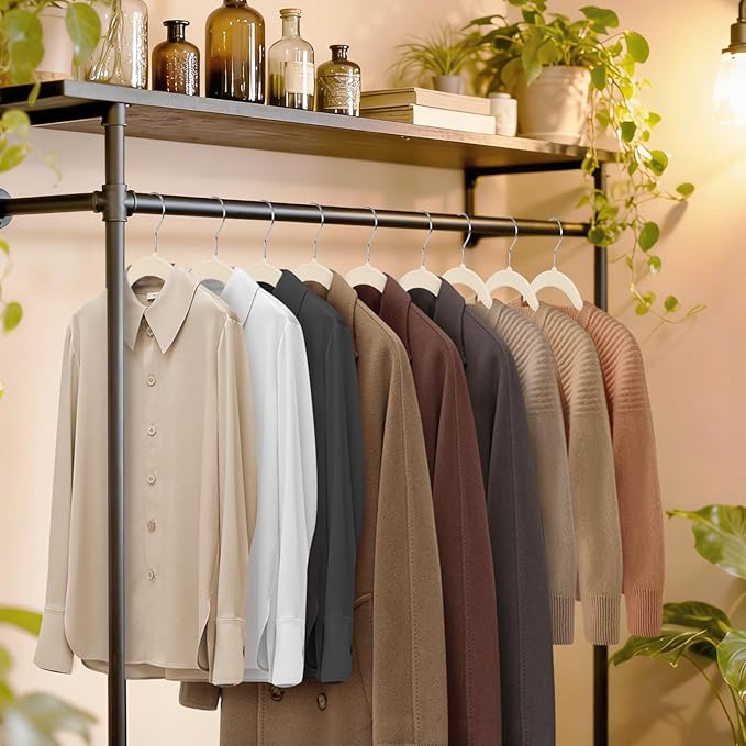 Beige Velvet Hangers 100 Pack, Non-Slip Felt Hangers with Shoulder Notches, Slim Space Saving Clothes Hangers with 360°Swivel Hook for Shirts Heavy Coats Clothes Dresses Closet(Beige)