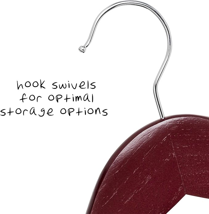 Honey-Can-Do No Slip Wooden Coat Hangers, Cherry Wood,(Pack of 72)