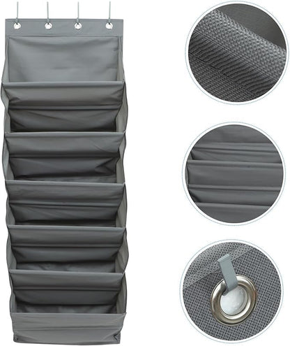 GARVALON Multi-layer Foldable Over-the-door Hanging Shoe Organizer Bag with 6 Oxford Cloth Pockets, Large Capacity Storage for Home and Dormitory, Gray