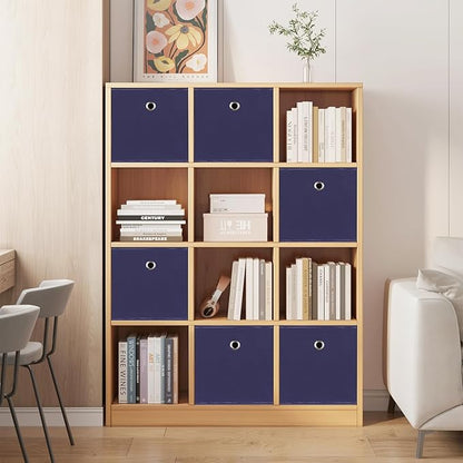 Foldable Storage Cubes Bins ,11 Inch Cloth Storage Cube Fabric Storage Box Cubes Organizer Baskets with Dual Handles for Home Organizer Set of 8 (Navy Blue)