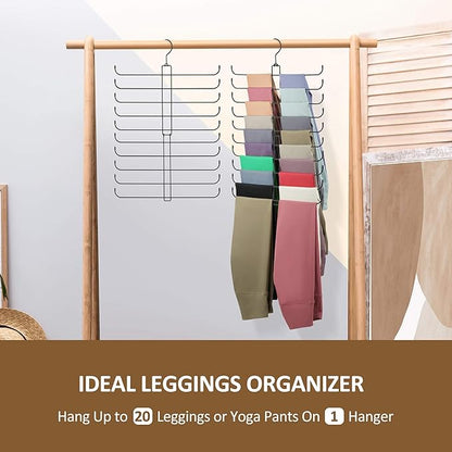 ZEDODIER Legging Organizer for Closet Hanging, Rotatable Yoga Pants Hanger for Women's XS-XL and Girls' Leggings, Holds Up to 20 Pairs Leggings, Space-Saving Closet Organizers and Storage, Black