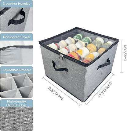Shoe Storage Organizer 3 Pack with Clear Cover and Adjustable Dividers – Fabric Shoe Organizer for Closet Fits 24-48 Pairs, Space-Saving Shoe Organizer Box, Dustproof & Reinforced