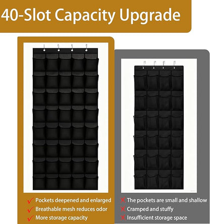 40 Large Pocket Over the Door Shoe Organizer,Shoe Rack for Door with Breathable Mesh & Reinforced Hooks,Multi-Purpose Organizer for Shoes,Perfect for Bedroom, Entryway,Dorm, Apartment and Small Spaces