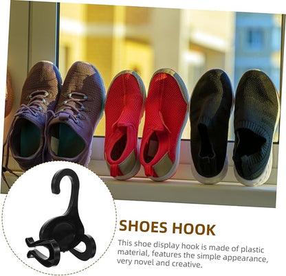 PRETYZOOM 30pcs Space-Saving Under Bed Shoe Organizer Plastic Double Slots Hanger Hooks Sports Shoe Rack