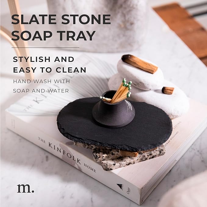 MaisoNovo Stone Soap Tray - Dish soap Dispenser for CounterTop - Bathroom Trays