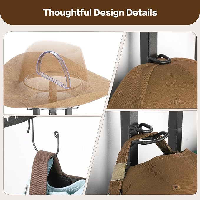 Keebofly 360° Rotating 5-Tier Hat Rack Stand - Large Capacity Freestanding Hat Display Rack, Hat Organizer for Baseball Caps with Shelves, Hat Storage Holds 150+ Hats, Classy for Retail Store & Home