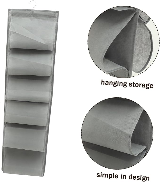 Alipis Compartment Hanging Shoe Storage Bag for Over Door and Wall Non Woven Organizer for Underwear and Clothes Space Saving Closet Hanging Organizer for Travel and Home Use Gray