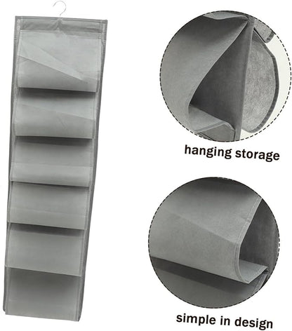 Alipis Compartment Hanging Shoe Storage Bag for Over Door and Wall Non Woven Organizer for Underwear and Clothes Space Saving Closet Hanging Organizer for Travel and Home Use Gray