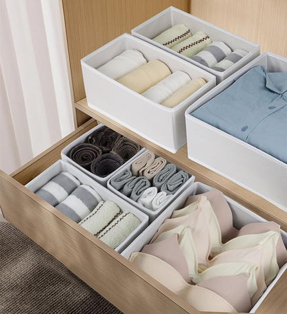 Fordonral 12 Pack Drawer Organizer Clothes, Foldable Fabric Dresser Organizer Closet Organizers and Storage Box for Underwear,Folded Clothes,Baby Clothing,Socks,Bra,Towels,Ties(12 Pack,White)