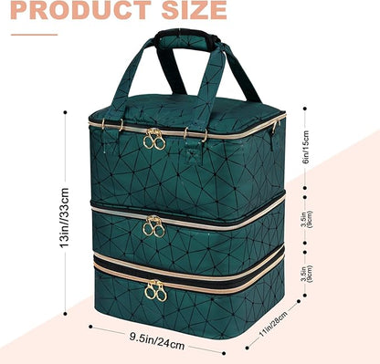 Uross Nail Polish Organizer Bag Holds 84 Bottles Nail Polish & Nail Lamp,Large Gel Nail Polish Organizers and Storage box for Nail Tech, Nail Kit Supplies Organizer Case-Darkgreen