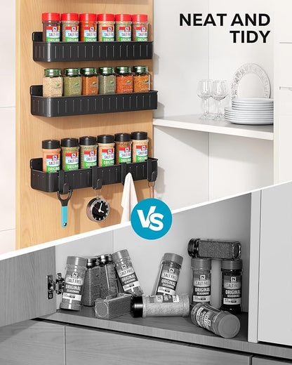 Nieifi Spice Rack Wall Mount, 4 Pack, Grey, 2 Inch Wide, Screw or Adhesive Installation, Spice Rack Organizer for Small Spice Jars, Suitable for Kitchen Cabinet or Pantry Door