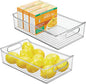 mDesign Plastic Kitchen or Pantry Storage Bins with Handles - Organization in Cabinet, Fridge or Freezer - Fruit Container for Refrigerator or Food Organizer for Pasta, Ligne Collection, 2 Pack, Clear