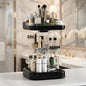 360 Rotating Make up Organizer for Vanity & Countertop, Clear Adjustable Height Tiered Cosmetic and Skincare Storage, Spinning Perfume and Makeup Holder, Jewelry Accessories Desktop Organizer, Black