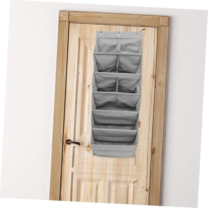 PRETYZOOM 1Set Multi Layer Door Back Storage Organizer Convenient Pouch for Shoes Bags Crafts Over the Door Household Storage Grey Design