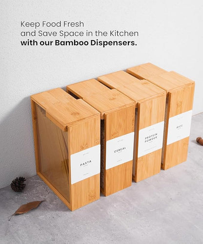 Bamboo Food Dispenser 3L | Kitchen Organizers and Storage | Food Containers & Cereal Dispenser for Pantry Organization And Storage Container | Cereal, Rice, Flour, Snack