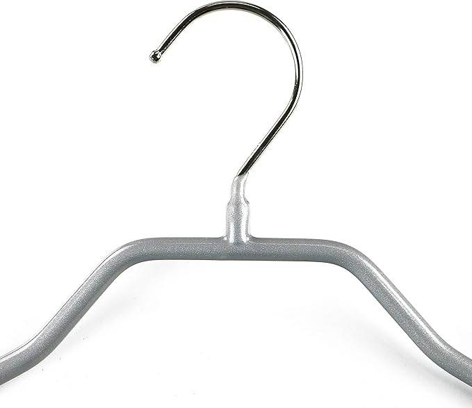 Mawa by Reston Lloyd BodyForm Series Non-Slip Space Saving Clothes Hanger with 2 Clips for Pants or Skirts, Style 42/LK, Set of 2, Silver