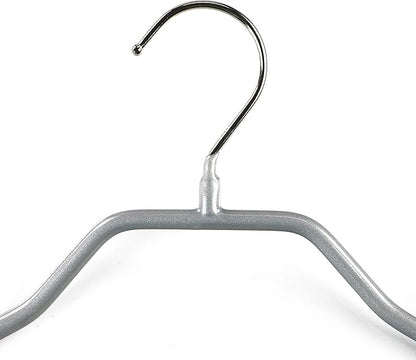 Mawa by Reston Lloyd BodyForm Series Non-Slip Space Saving Clothes Hanger with 2 Clips for Pants or Skirts, Style 42/LK, Set of 5, Silver
