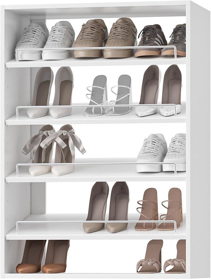 31.5" Wide Shoe Shelf Tower Modular Closet System, Shoe Storage Closet Tower with Shelves, White