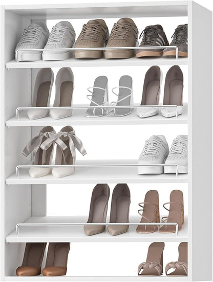 25.5" Wide Shoe Shelf Tower Modular Closet System, Shoe Storage Closet Tower with Shelves, White