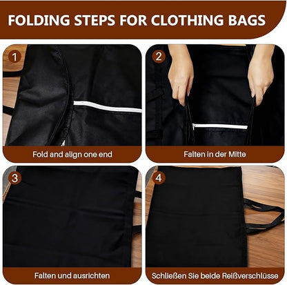 Dress Garment Bags, Long Garment Bags for Travel, 70’' Wedding Dress Cover with Handle, Foldable Clothing Bag with Pockets and Zippers, Black, 180 cm