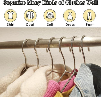 50 Pack Stainless Steel Space Saving Hangers with Grooves - 16.4 Inch Non-Slip Coat Hangers for Sling Dress Clothes Shirt Pant