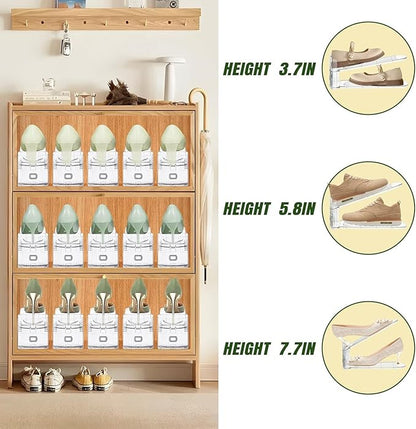 24 Pack Shoe Slots Organizer for Closet, Adjustable Shoe Stackers for a Pair of Shoes Rack Storage Shoe Space Saver 50% Shelf Display Holder for Closet