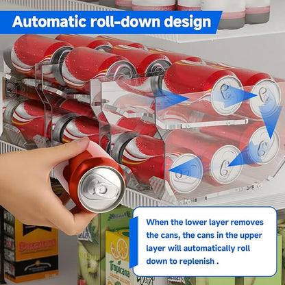 Homakover Soda Can Organizer for Mini Fridge, 9'' Acrylic Rolling Can Organizer Dispenser, Auto Beverage Can Holder Rack, Can Drink Holder for Canned Food Beer 12oz Standard Cans (Upgraded Version)
