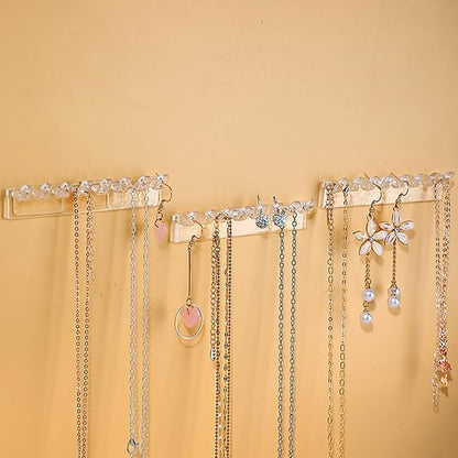 Wall Mounted Acrylic Necklace Organizers Wall Mounted Jewelry with Hooks for Necklaces Bracelets and Rings Bedroom Jewelry