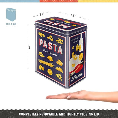 Nostalgic-Art Retro storage tin box L, 101.4 oz, Pasta Variety – Gift idea for your home, large metal pasta can, vintage design